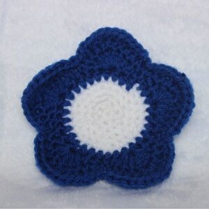 Handmade Royal Blue Crochet Flower Coaster